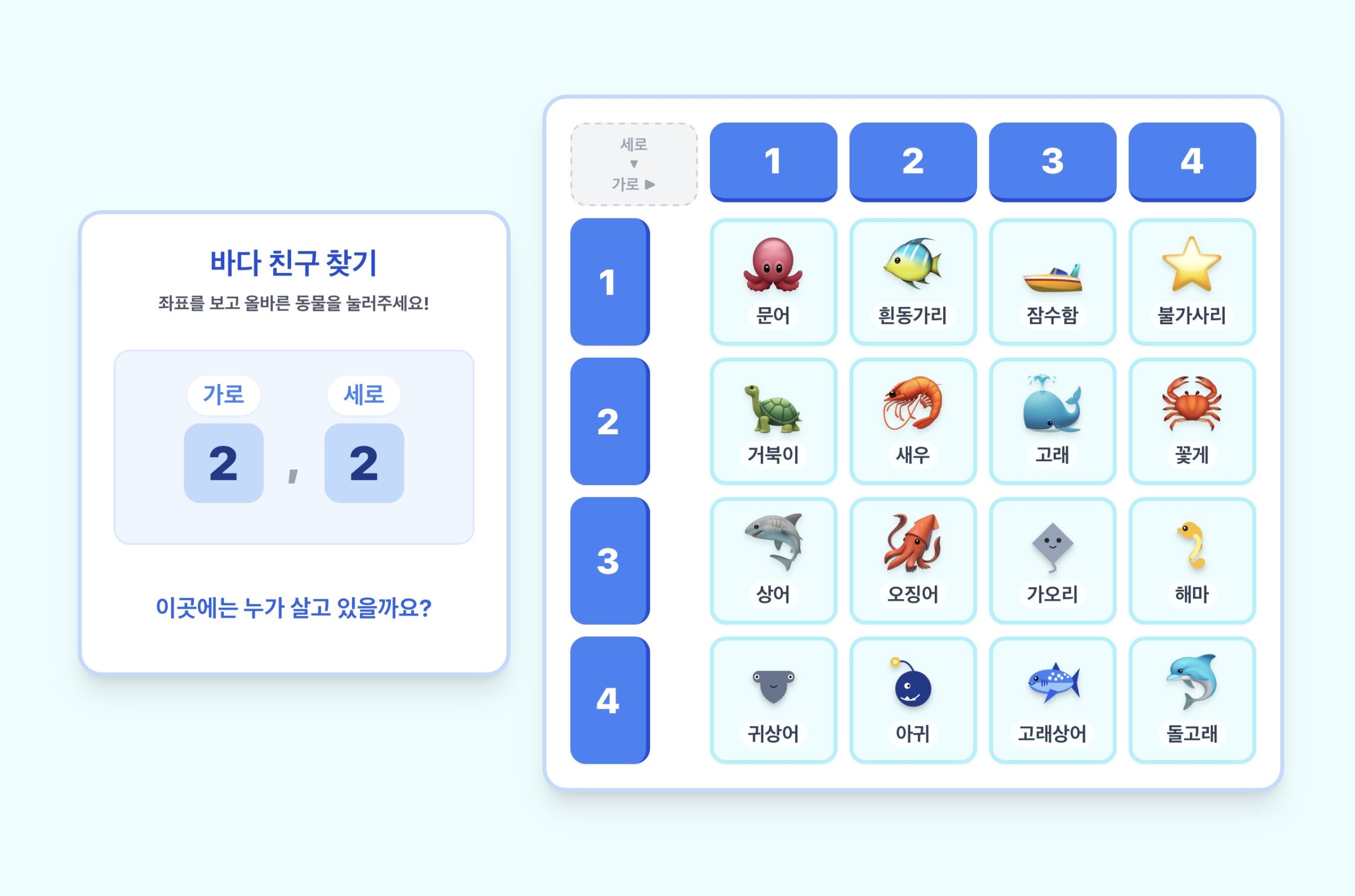 좌표 읽기 ; 바다 생물